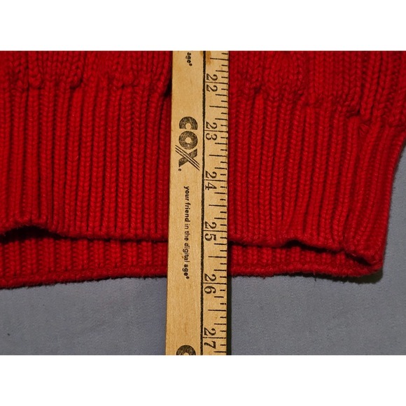 VTG 90s Gap Fisherman Cable Knit Cotton Roll Up Sweater Red Medium Made in UK - Picture 5 of 5